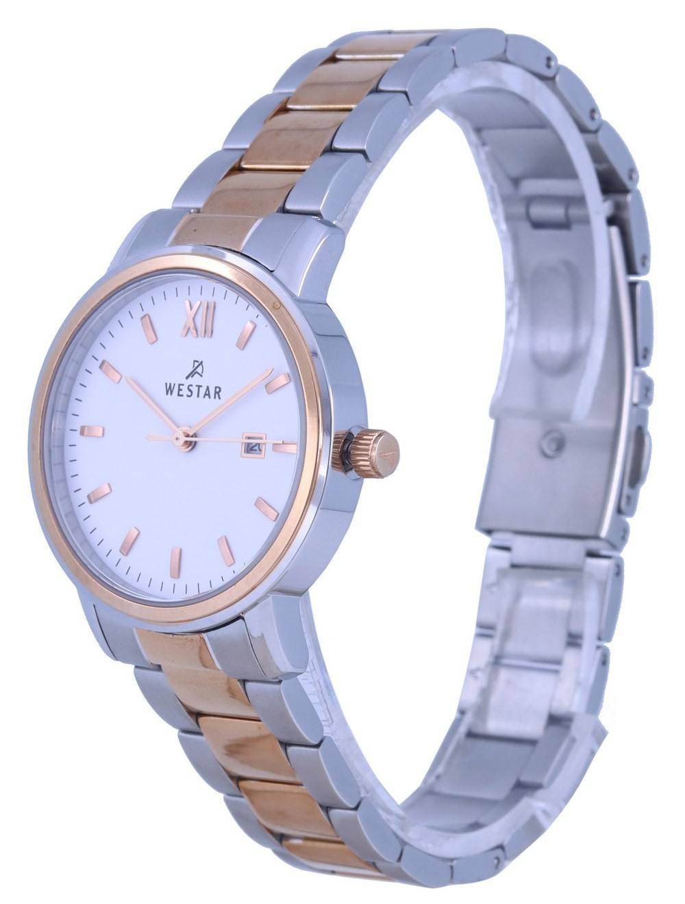 Westar White Dial Two Tone Edelstahl Quarz 40245 SPN 601 Damenuhr