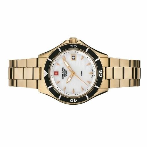Swiss Alpine Military Aquatech Ladies White Perlmutt-Zifferblatt Quarz 7740.1113 100M Damenuhr