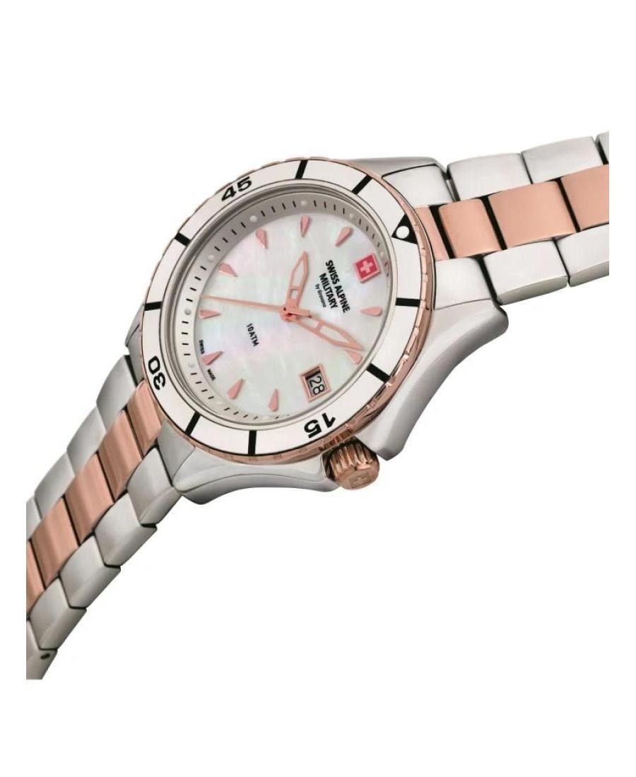 Swiss Alpine Military Aquatech Ladies White Perlmutt-Zifferblatt Quarz 7740.1153 100M Damenuhr