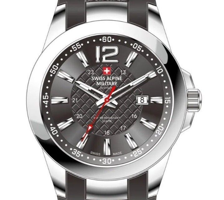 Swiss Alpine Military Combat Air Ladies Silicone Strap Schwarzes Zifferblatt Quarz 7758.1837 Damenuhr