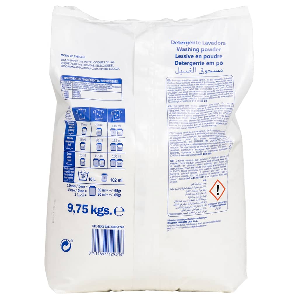 Washing powder for 150 washes 9.75 kg White