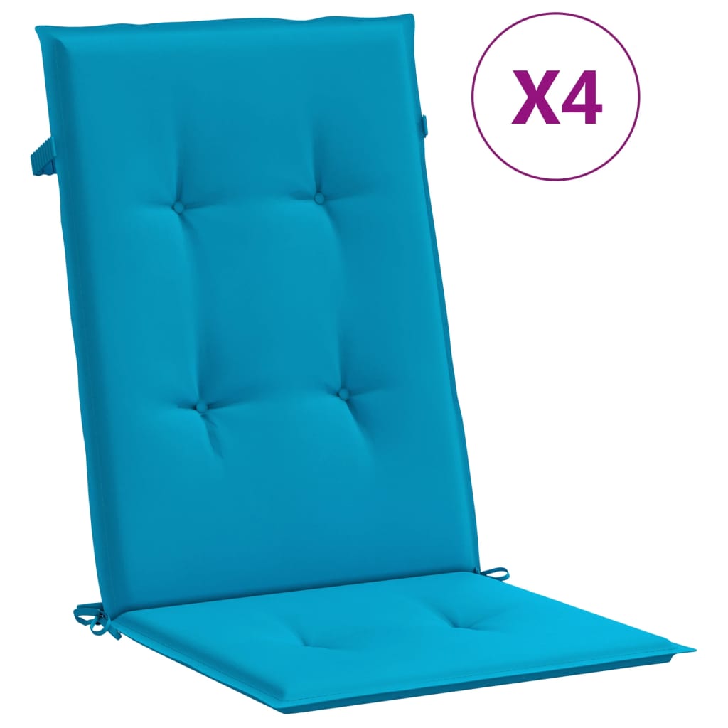 Garden chair cushions for high-back chairs 4 pcs. Blue 120x50x3cm Fabric