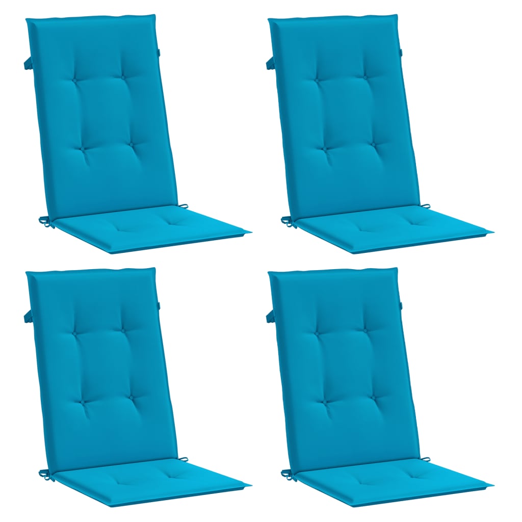 Garden chair cushions for high-back chairs 4 pcs. Blue 120x50x3cm Fabric