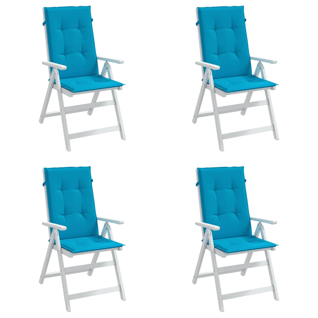 Garden chair cushions for high-back chairs 4 pcs. Blue 120x50x3cm Fabric