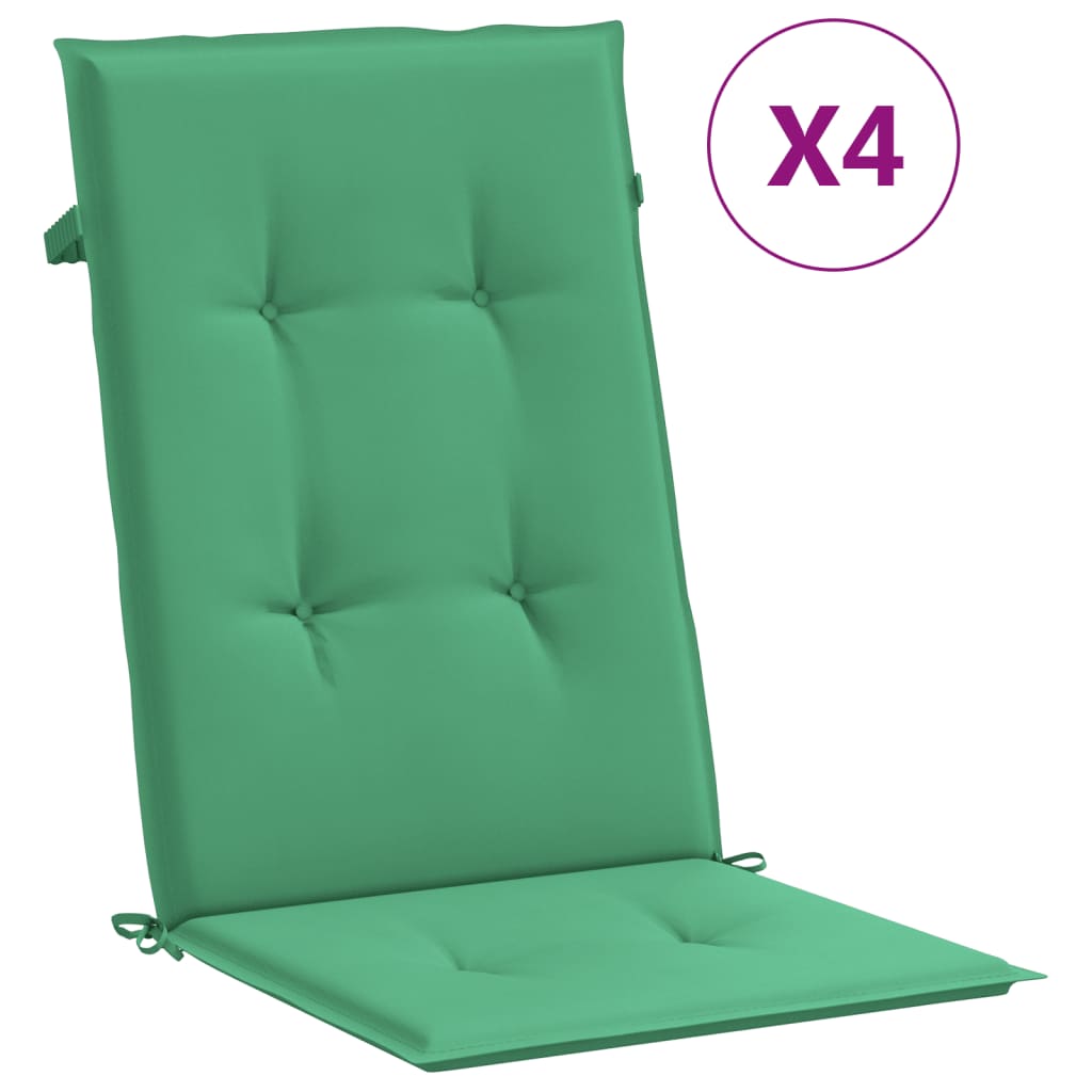 Garden chair cushions for high-back chairs 4 pcs. Green 120x50x3cm Fabric