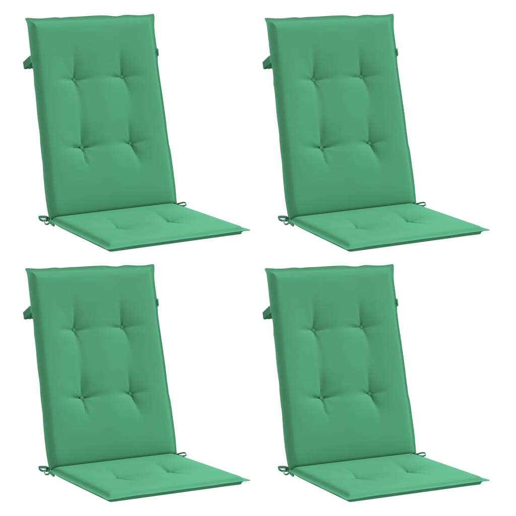 Garden chair cushions for high-back chairs 4 pcs. Green 120x50x3cm Fabric