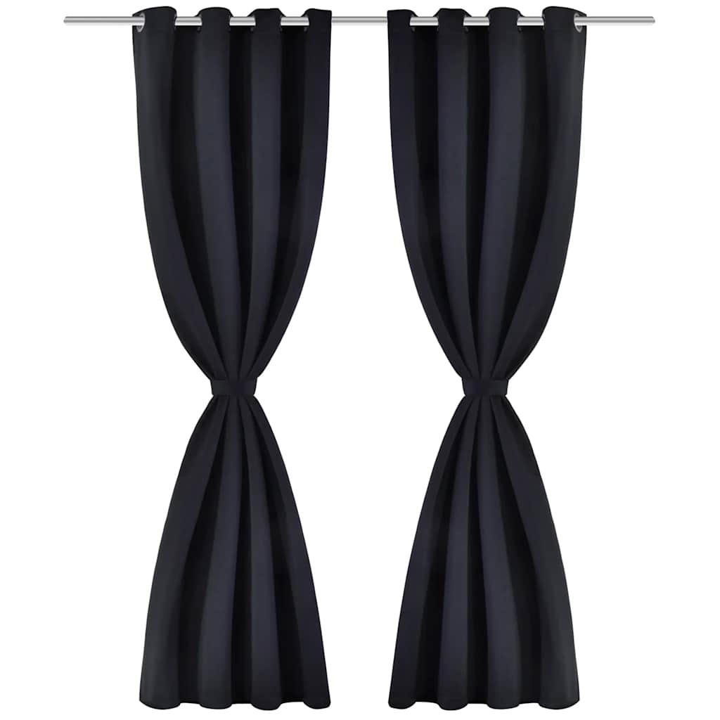 Blackout Curtains 2 pcs. with Metal Eyelets 135x175 cm Black