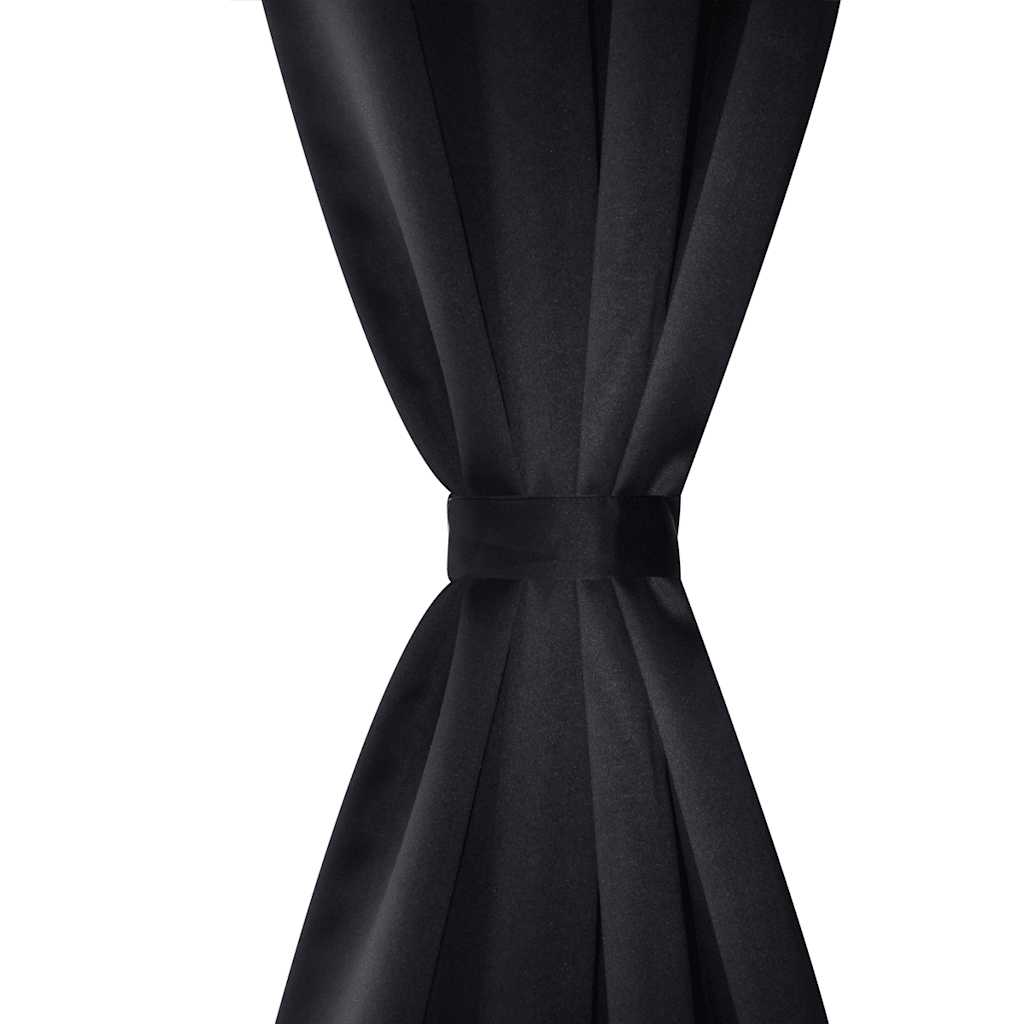 Blackout Curtains 2 pcs. with Metal Eyelets 135x175 cm Black