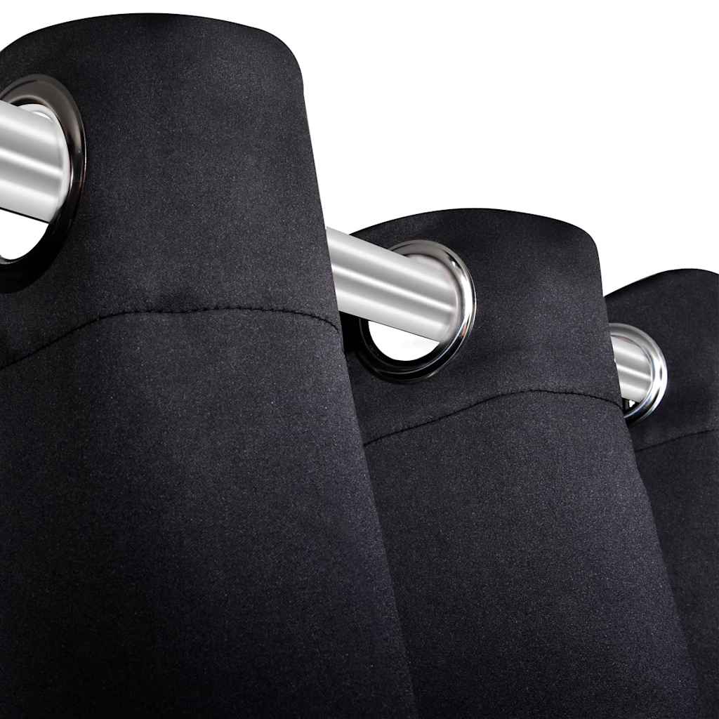 Blackout Curtains 2 pcs. with Metal Eyelets 135x175 cm Black