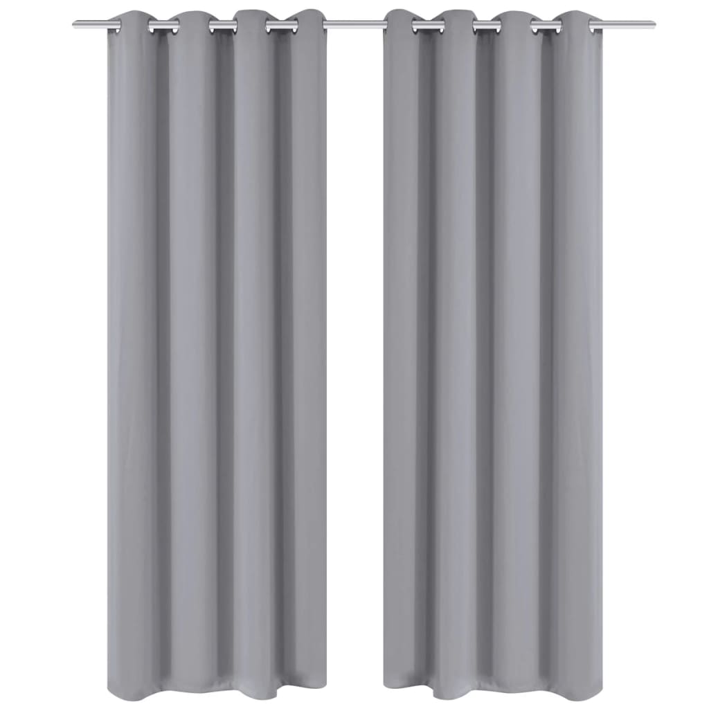 Blackout Curtains 2 pcs. with Metal Eyelets 135 x 175 cm Grey