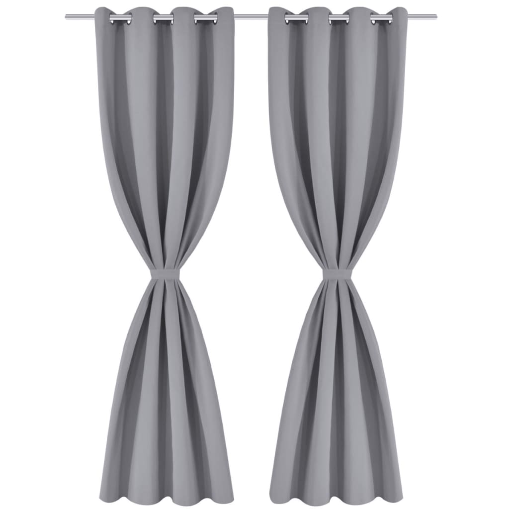 Blackout Curtains 2 pcs. with Metal Eyelets 135 x 175 cm Grey