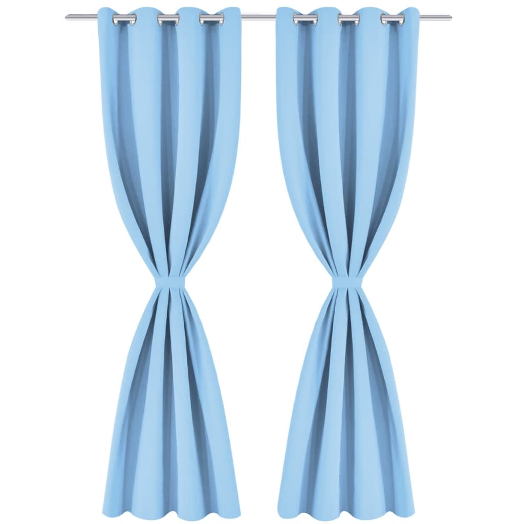 Rideaux occultants 2 pièces avec œillets métalliques 135 x 175 cm Turquoise