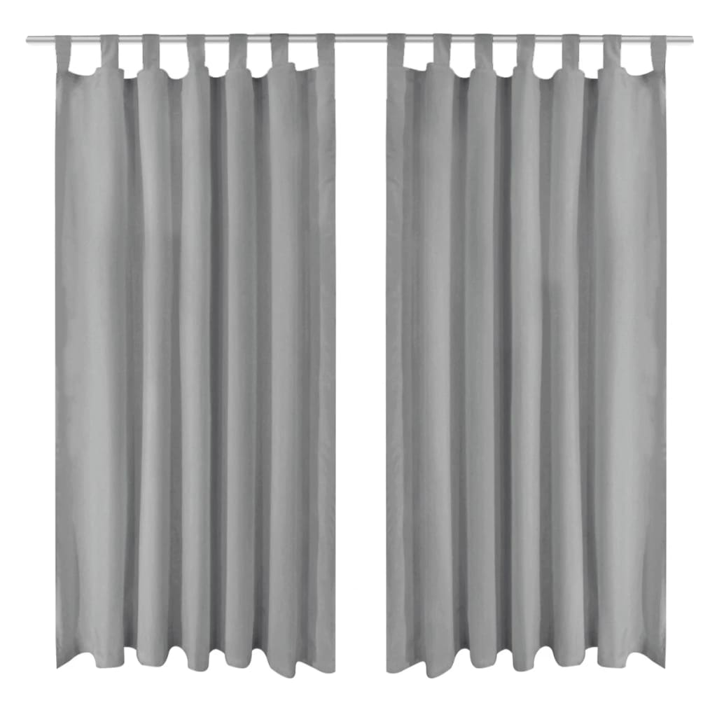 Rideaux micro-satin 2 pcs. à passants 140x225 cm Gris