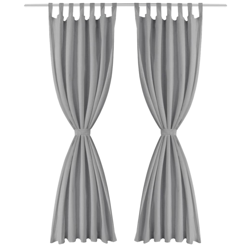 Rideaux micro-satin 2 pcs. à passants 140x225 cm Gris