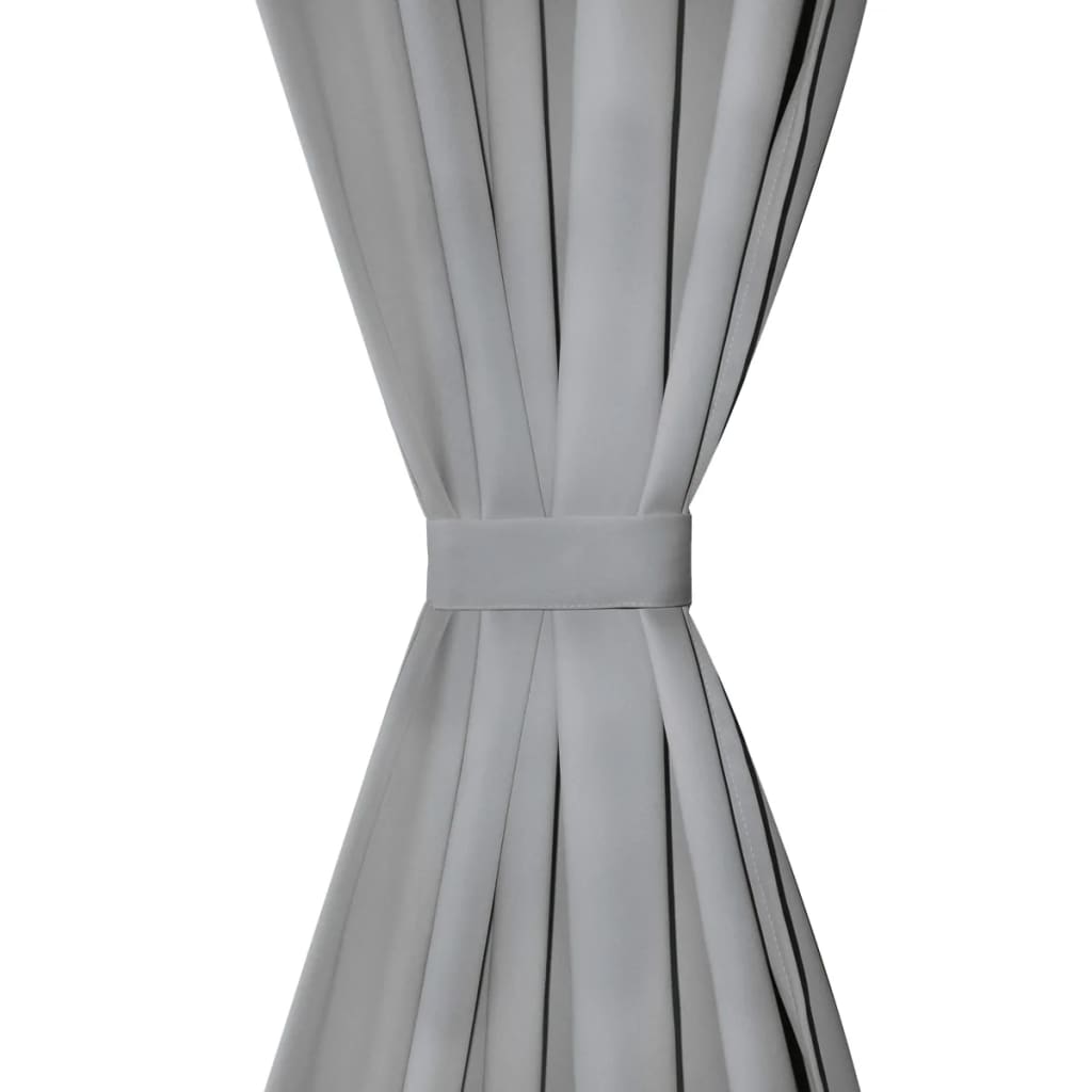Rideaux micro-satin 2 pcs. à passants 140x225 cm Gris