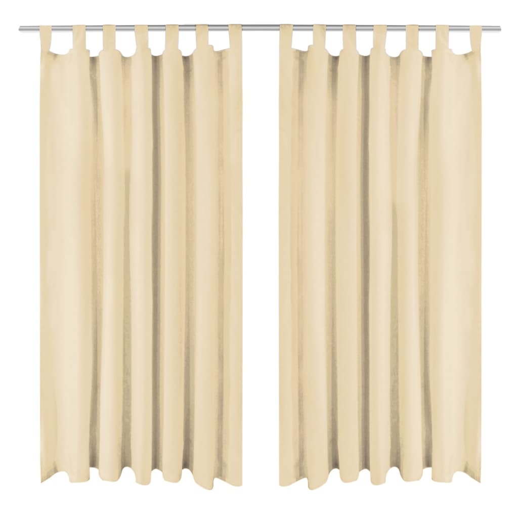 Rideaux en microsatin 2 pièces à passants 140x225 cm Beige