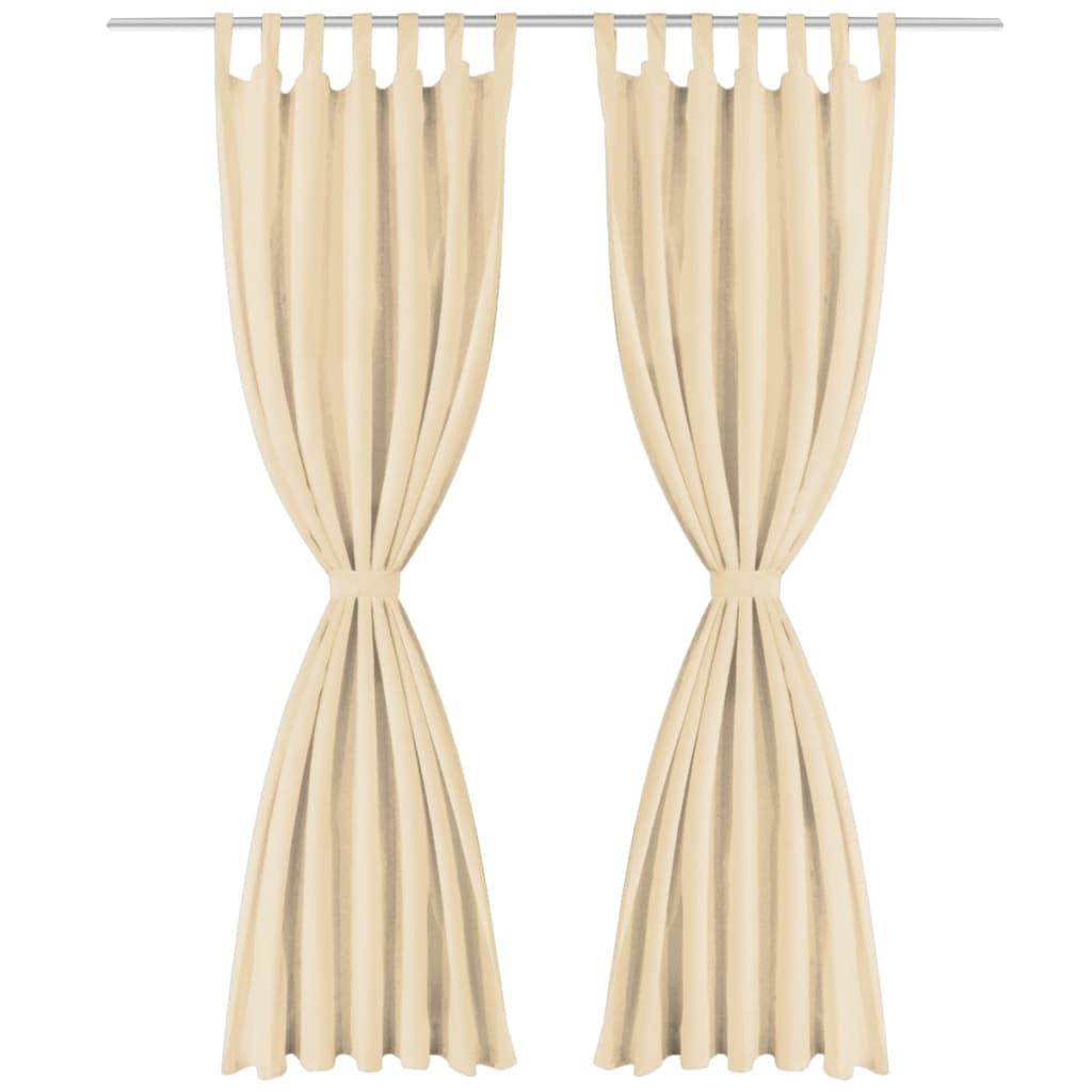 Rideaux en microsatin 2 pièces à passants 140x225 cm Beige