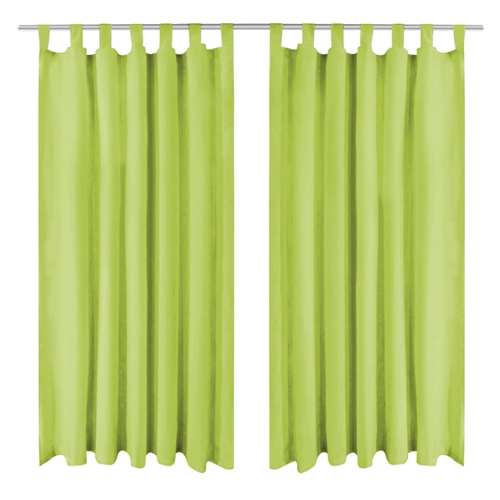 Curtains Micro Satin 2 pcs. with Loops 140 x 175 cm Green