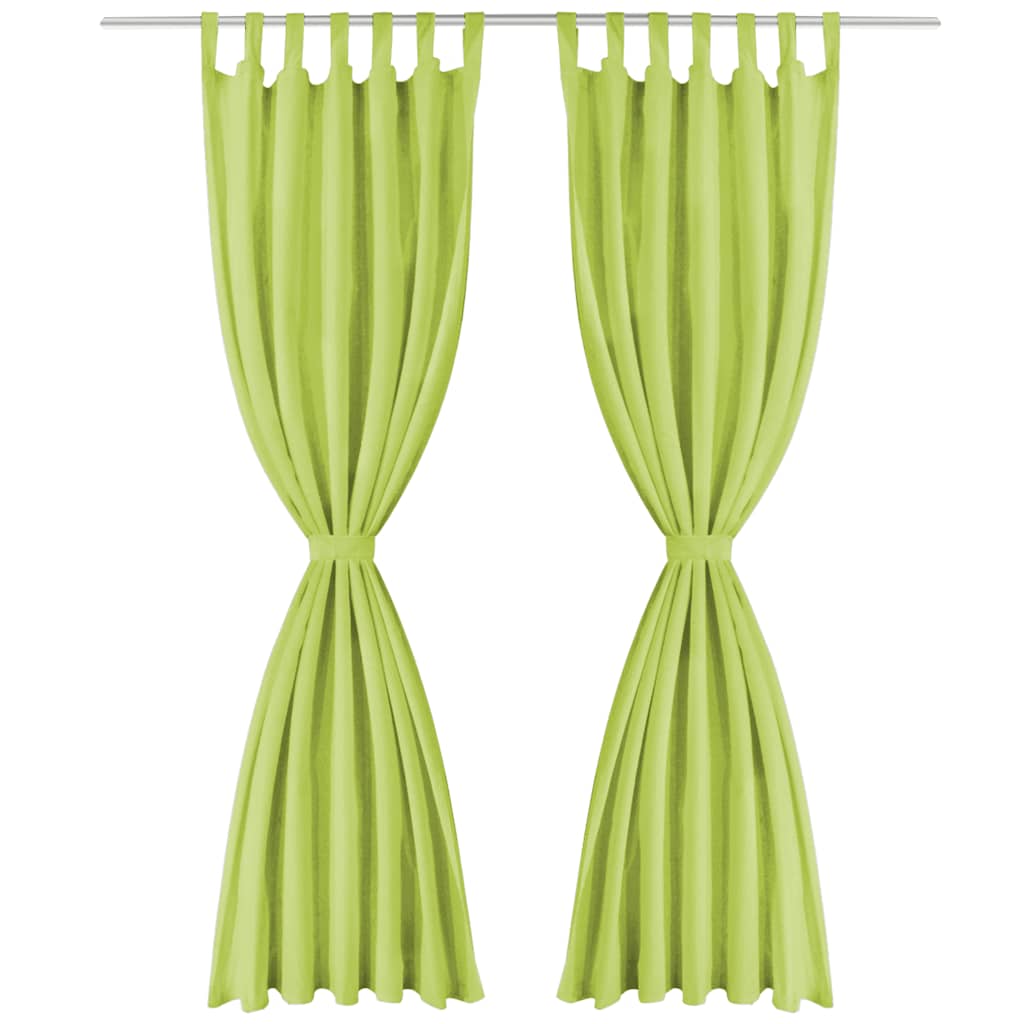 Curtains Micro Satin 2 pcs. with Loops 140 x 175 cm Green