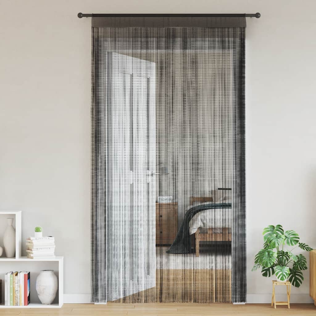 String curtains 2 pcs. 100 x 250 cm Black