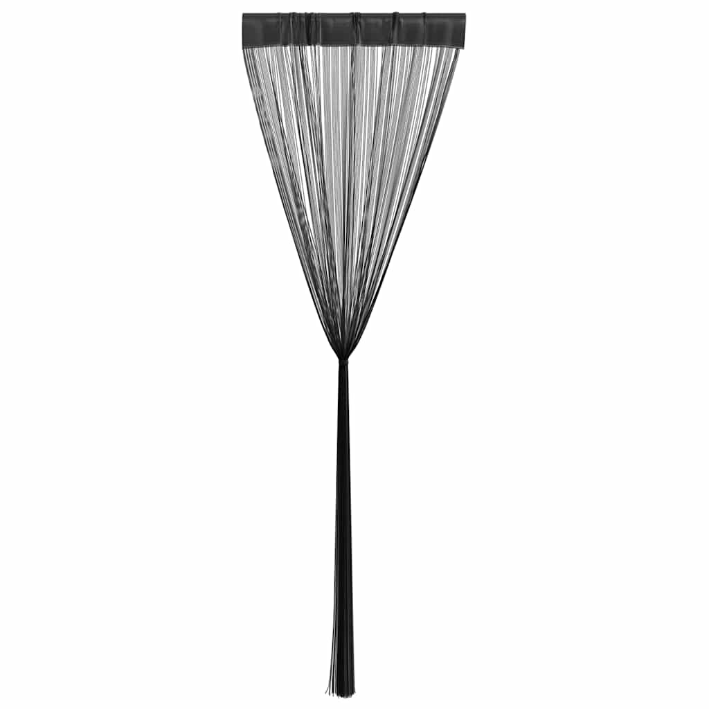 String curtains 2 pcs. 100 x 250 cm Black