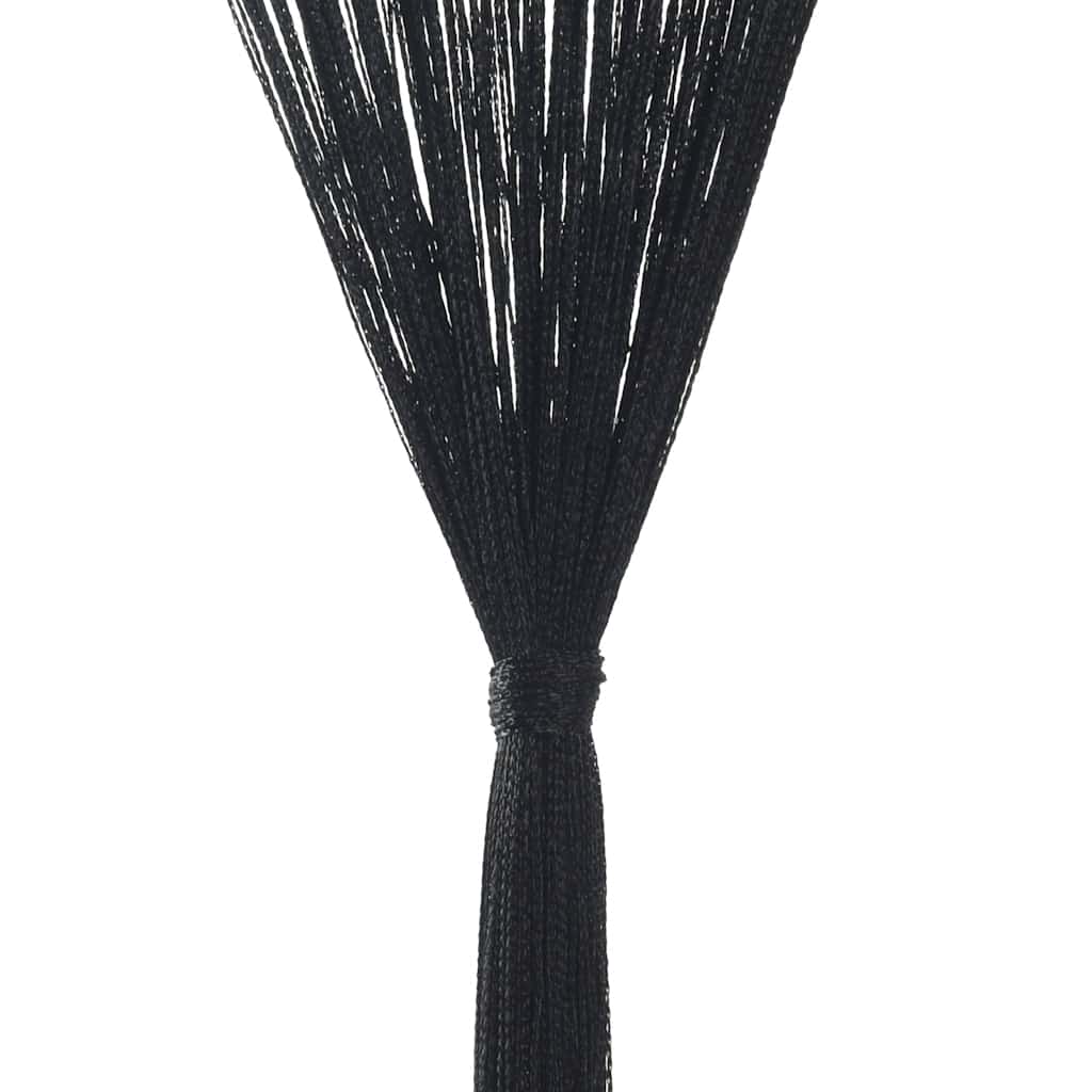 String curtains 2 pcs. 100 x 250 cm Black