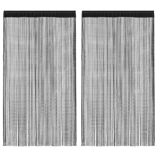 Fadenvorhänge 2 Stk. 140 x 250 cm Schwarz