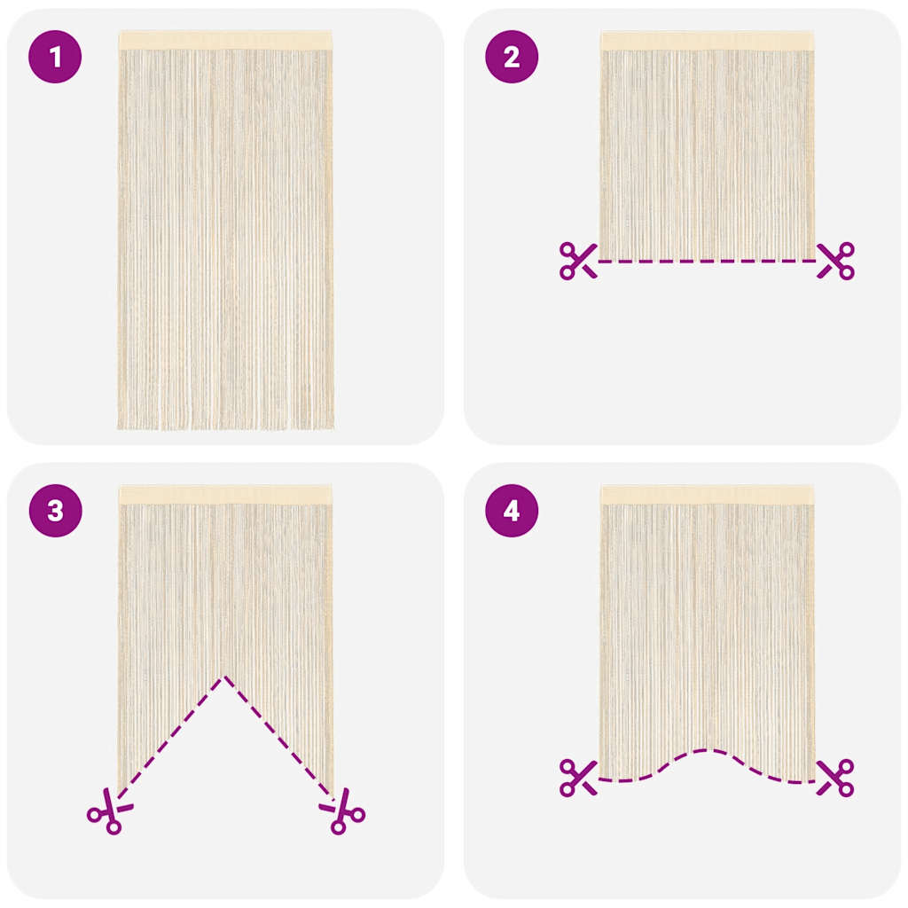 String Curtains 2 pcs. 140 x 250 cm Cream