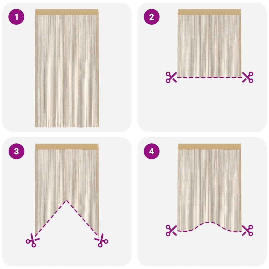 Rideaux à fils 2 pcs. 100 x 250 cm Beige