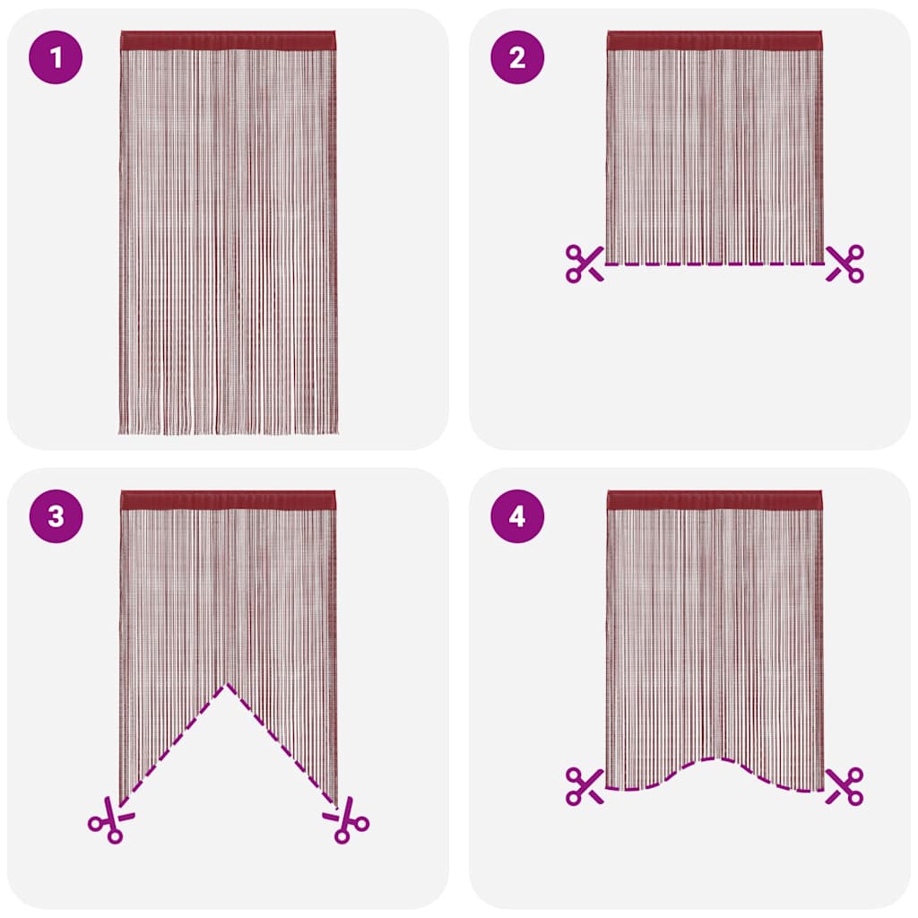 Voilages en fils 2 pcs. 140 x 250 cm bordeaux