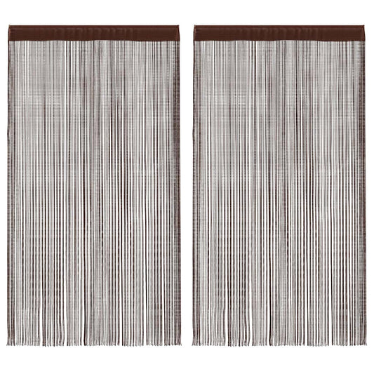 Fadenvorhänge 2 Stk. 140 x 250 cm Braun