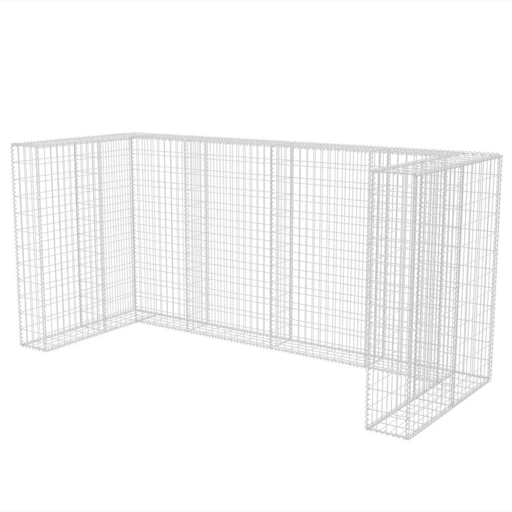 Gabion bin enclosure for 3 bins, steel, 250x100x120cm