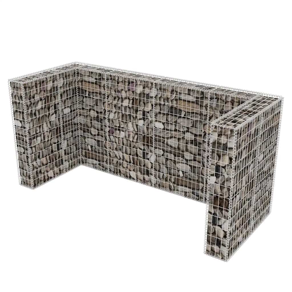 Gabion bin enclosure for 3 bins, steel, 250x100x120cm
