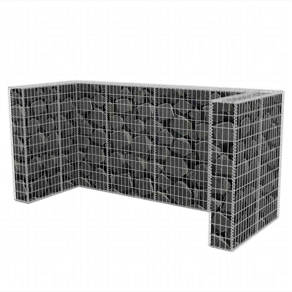 Gabion bin enclosure for 3 bins, steel, 250x100x120cm