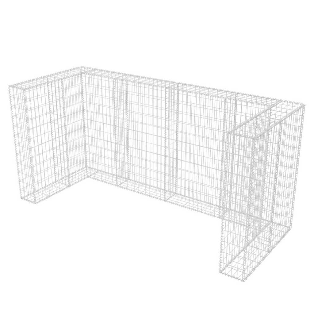 Gabion bin enclosure for 3 bins, steel, 250x100x120cm