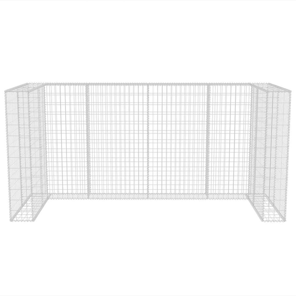 Gabion bin enclosure for 3 bins, steel, 250x100x120cm