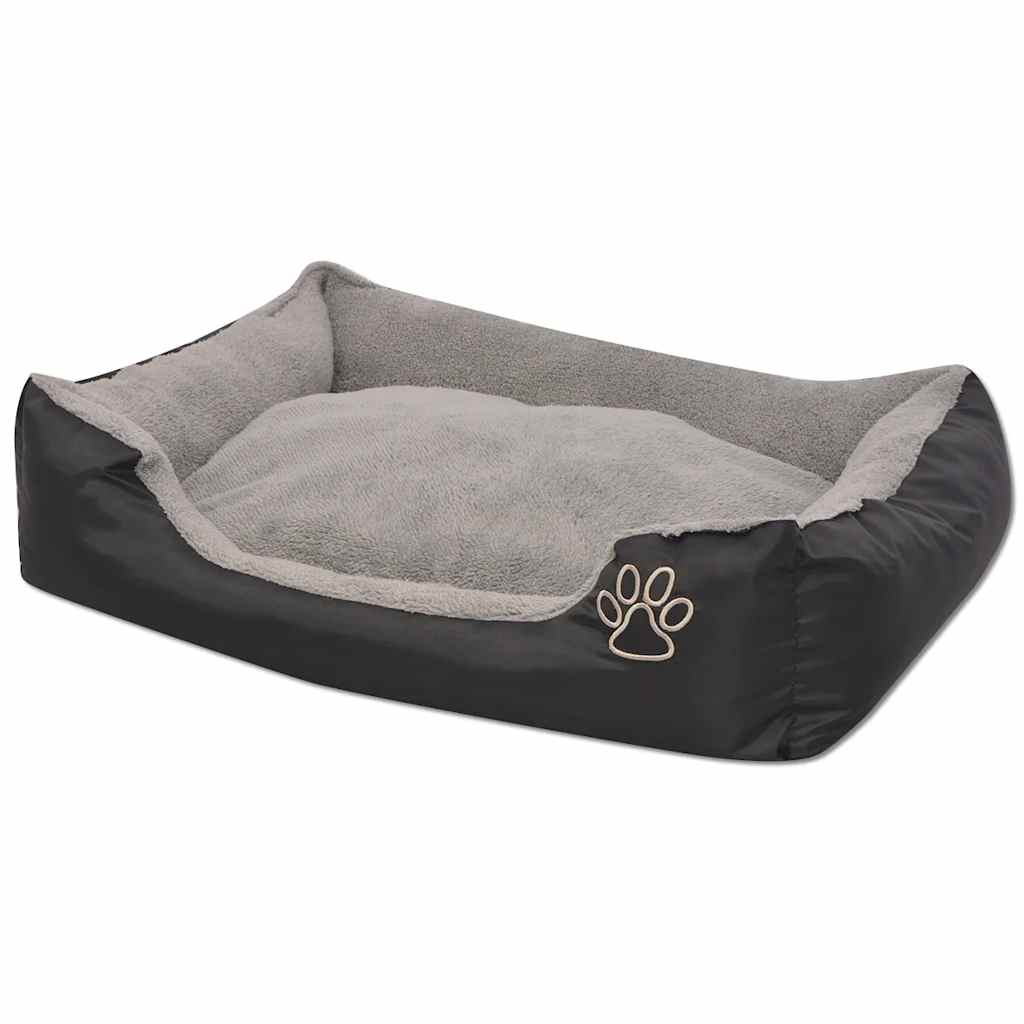 Hundebett mit gepolstertem Kissen Größe XL Schwarz