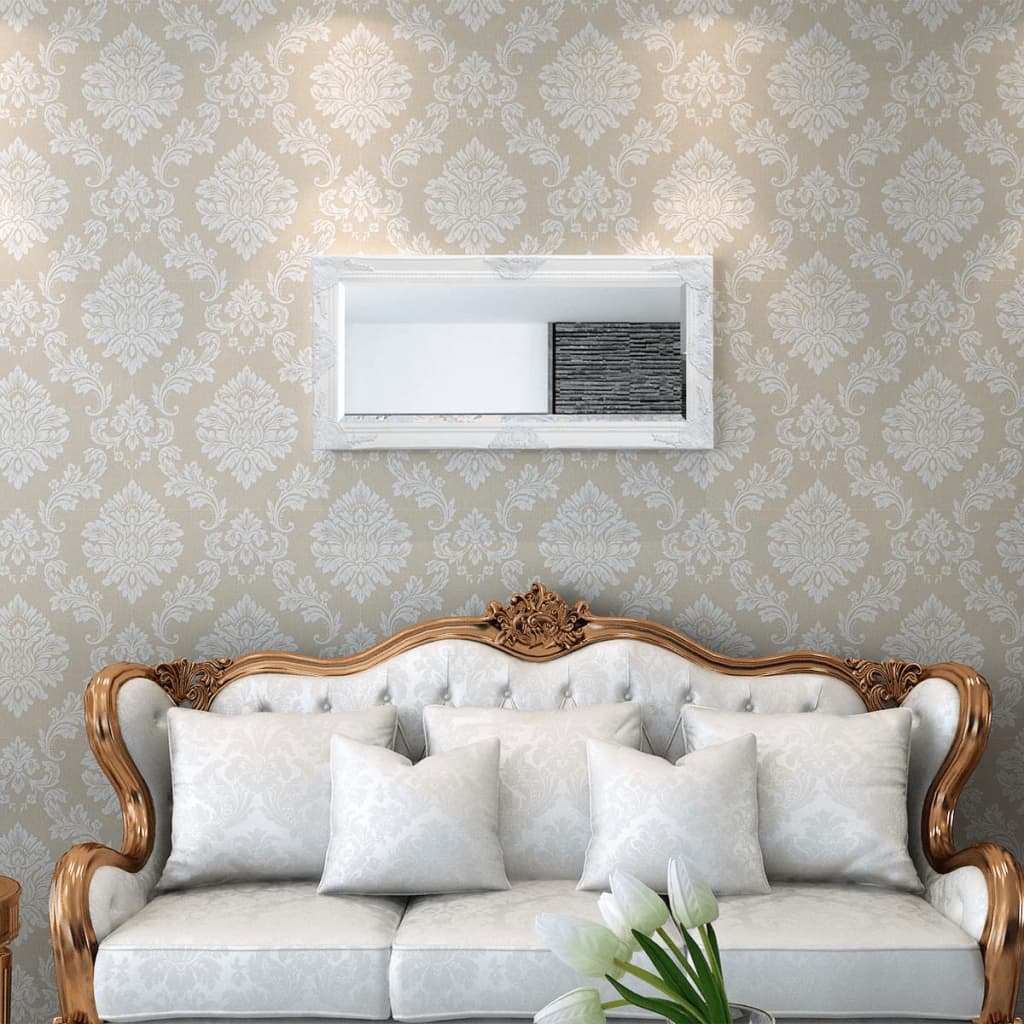 Miroir mural style baroque 100x50 cm Blanc