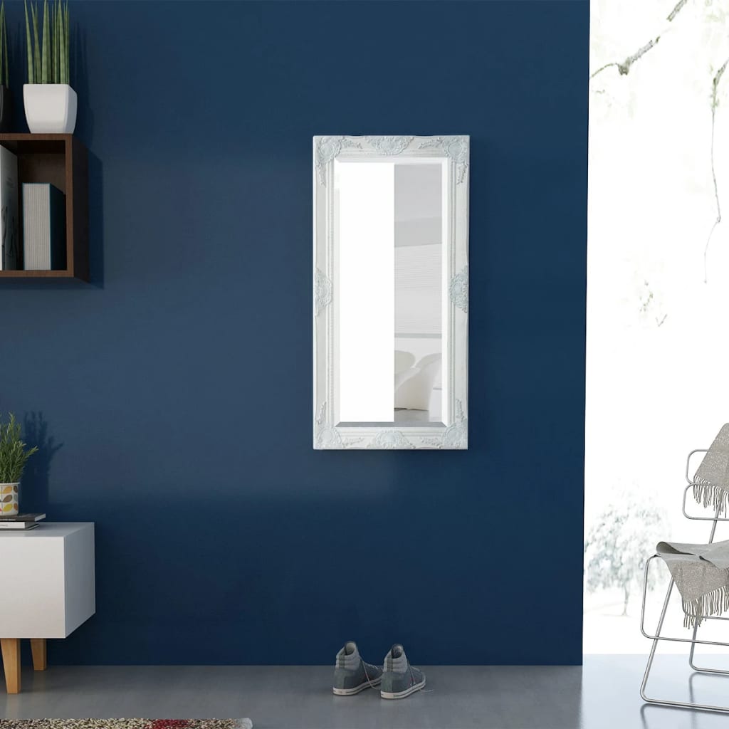 Miroir mural style baroque 100x50 cm Blanc