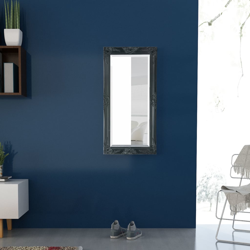 Miroir mural style baroque 100x50 cm Noir