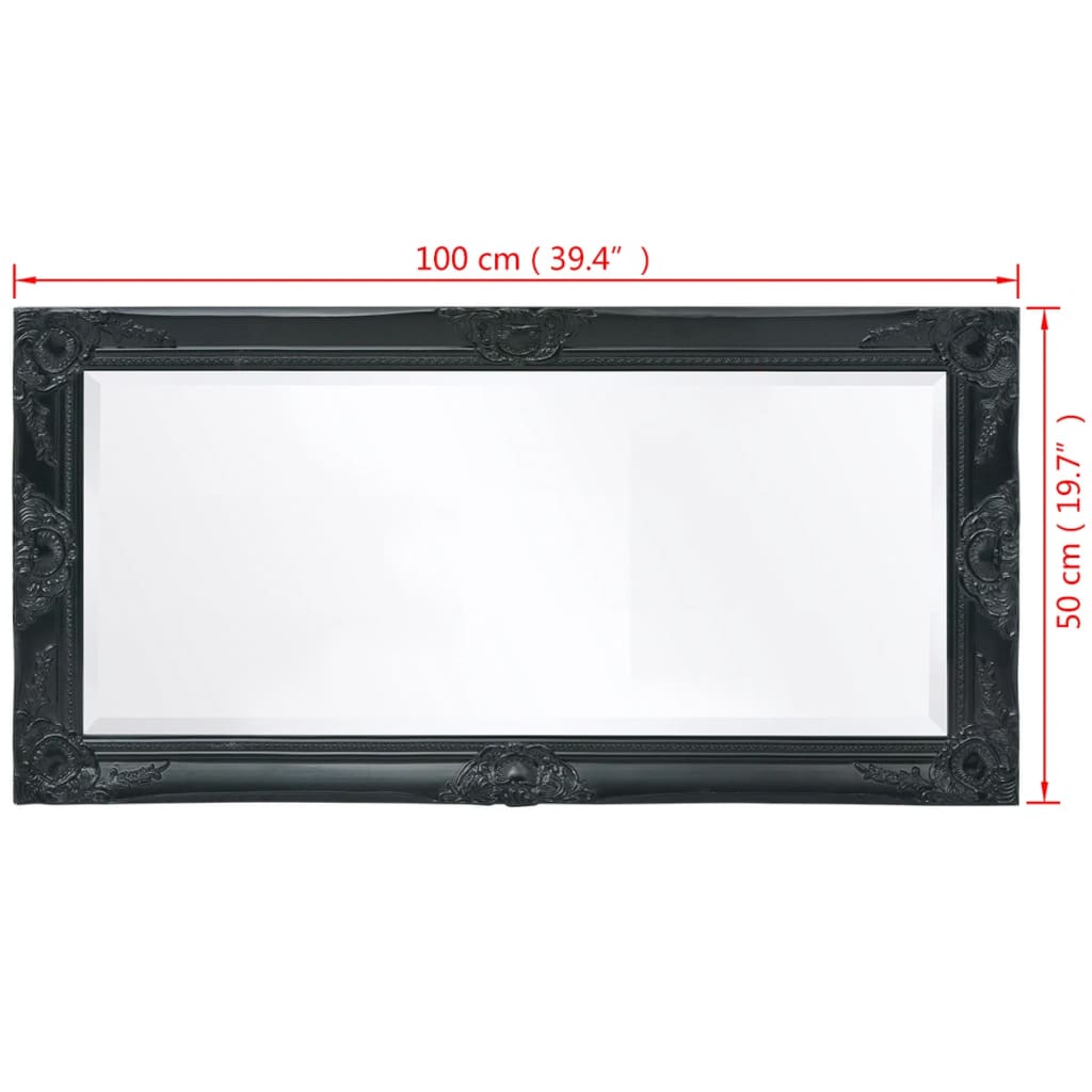 Miroir mural style baroque 100x50 cm Noir