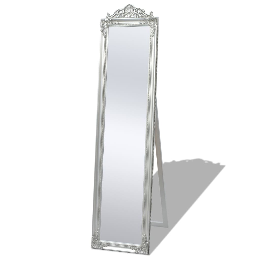 Baroque Style Floor Mirror 160x40 cm Silver