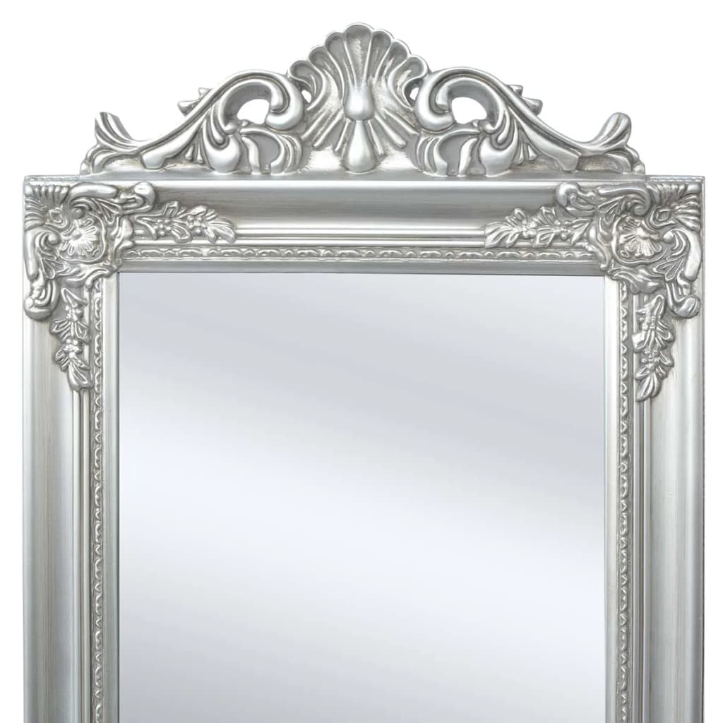 Baroque Style Floor Mirror 160x40 cm Silver