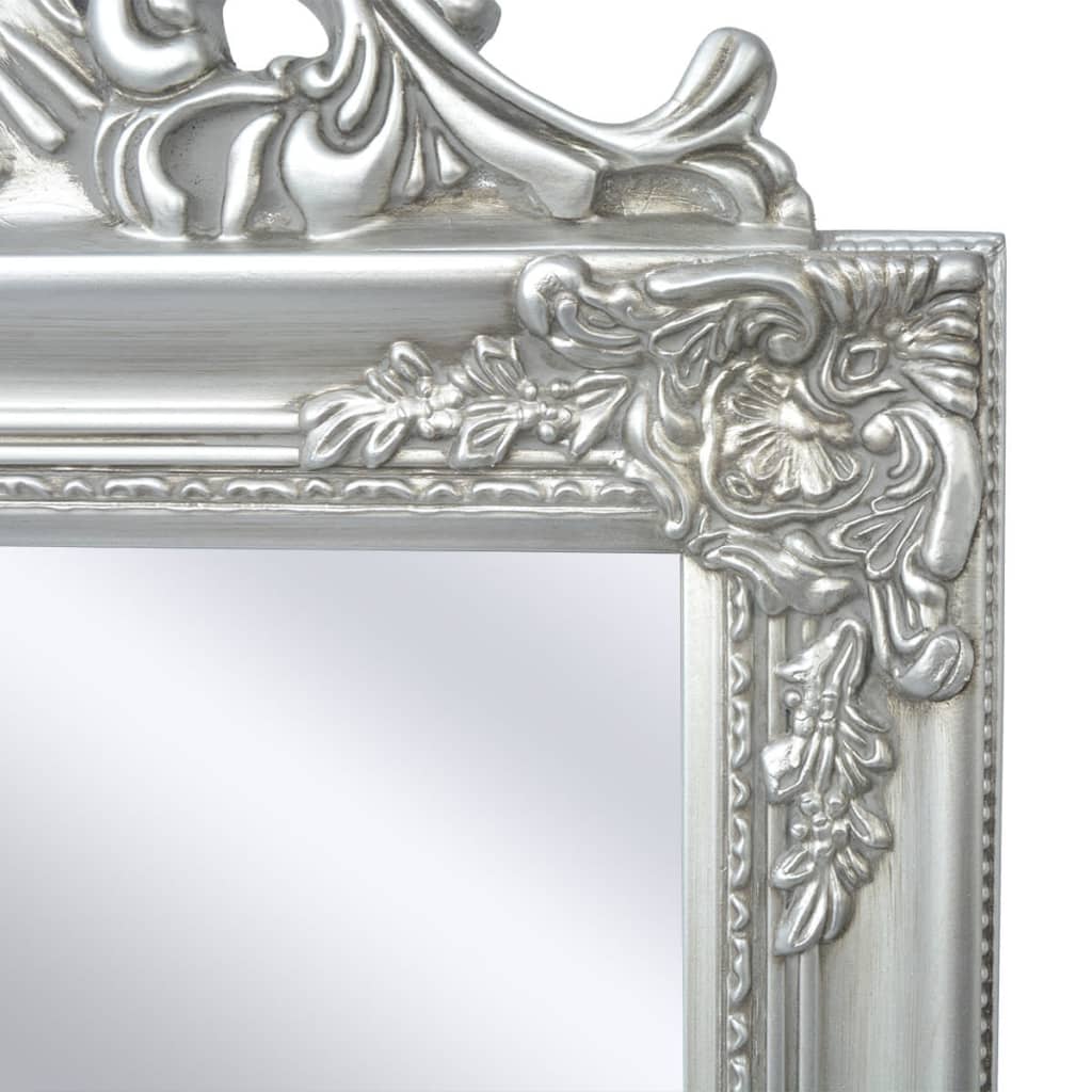 Baroque Style Floor Mirror 160x40 cm Silver
