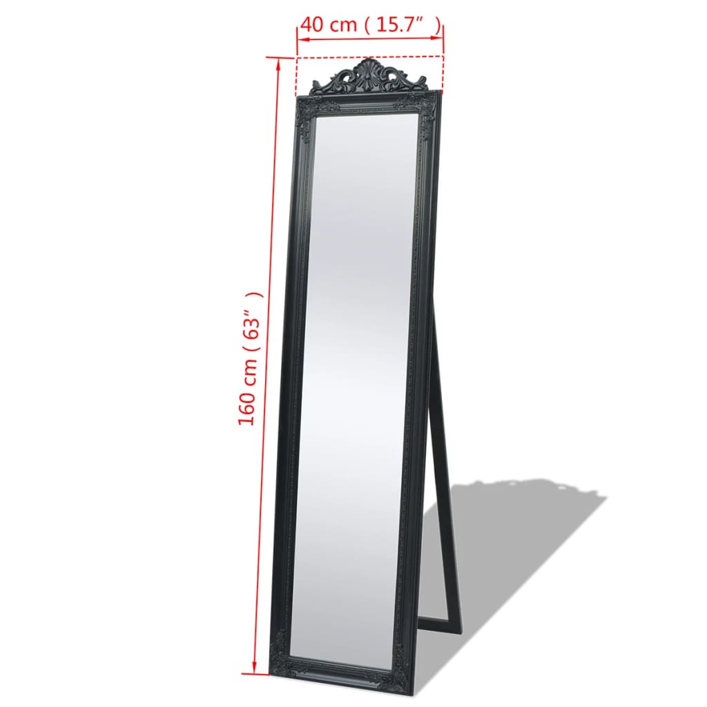 Miroir psyché de style baroque 160x40 cm Noir