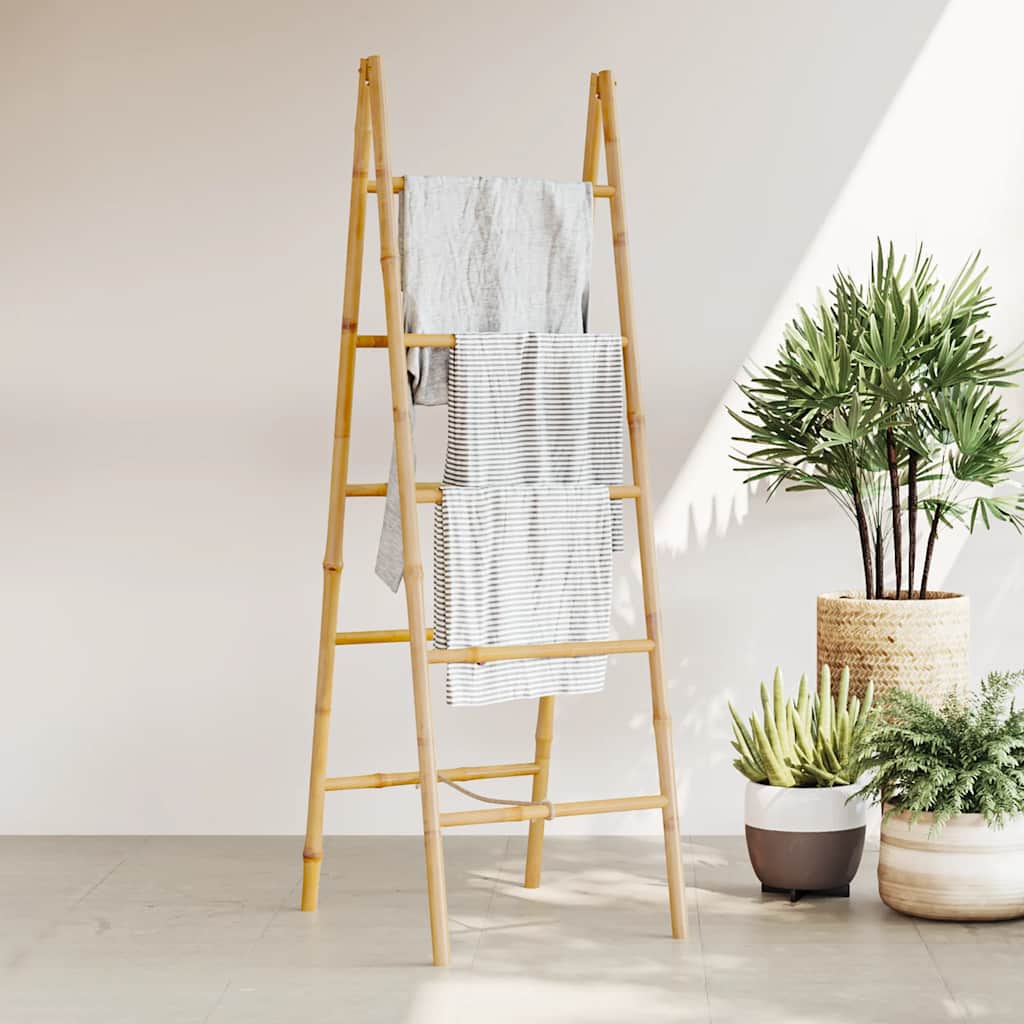 Double Towel Ladder with Five Bamboo Rungs 50 x 160 cm