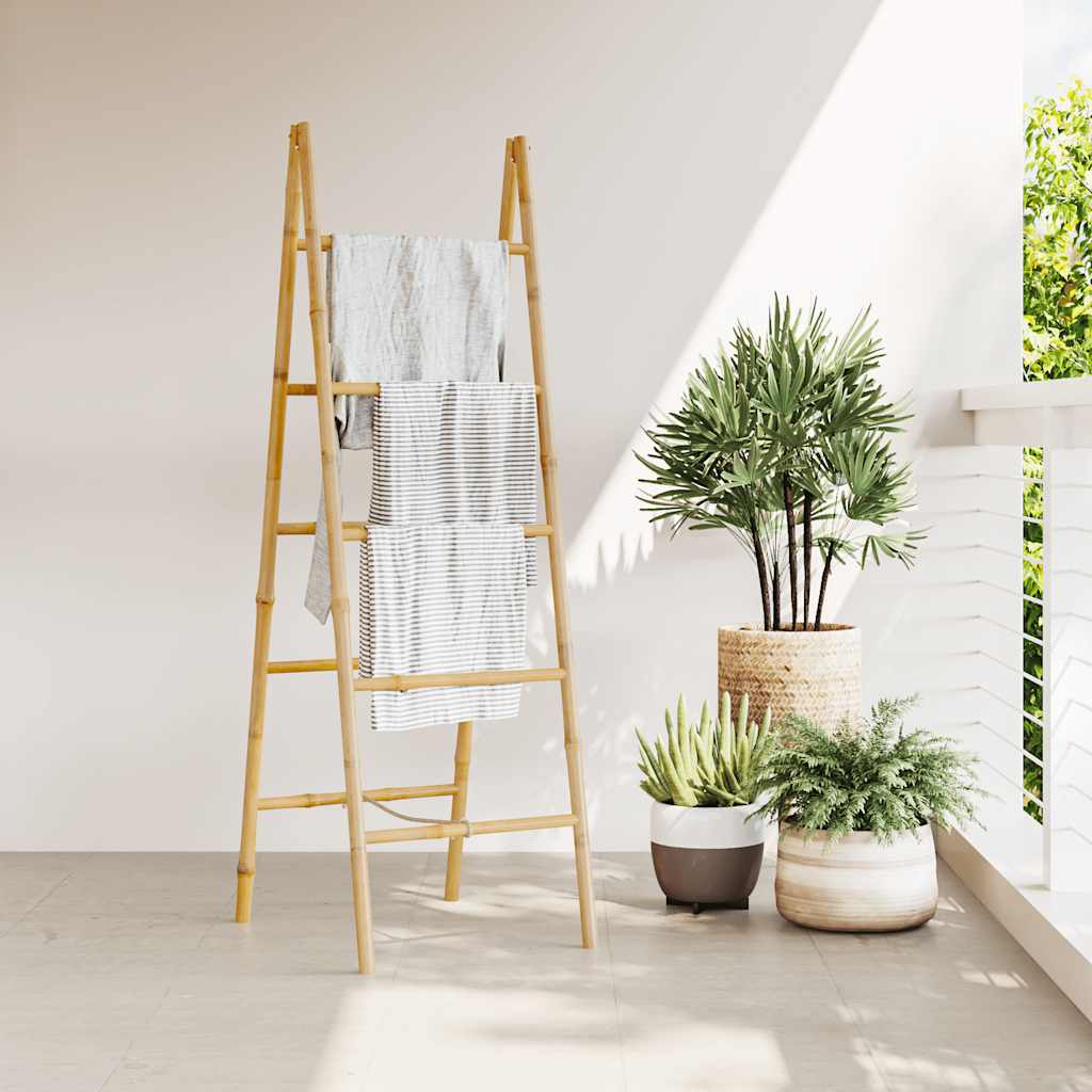 Double Towel Ladder with Five Bamboo Rungs 50 x 160 cm