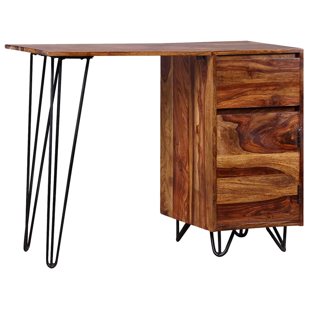Schreibtisch mit 1 Schublade und 1 Schrank Massivholz Akazie