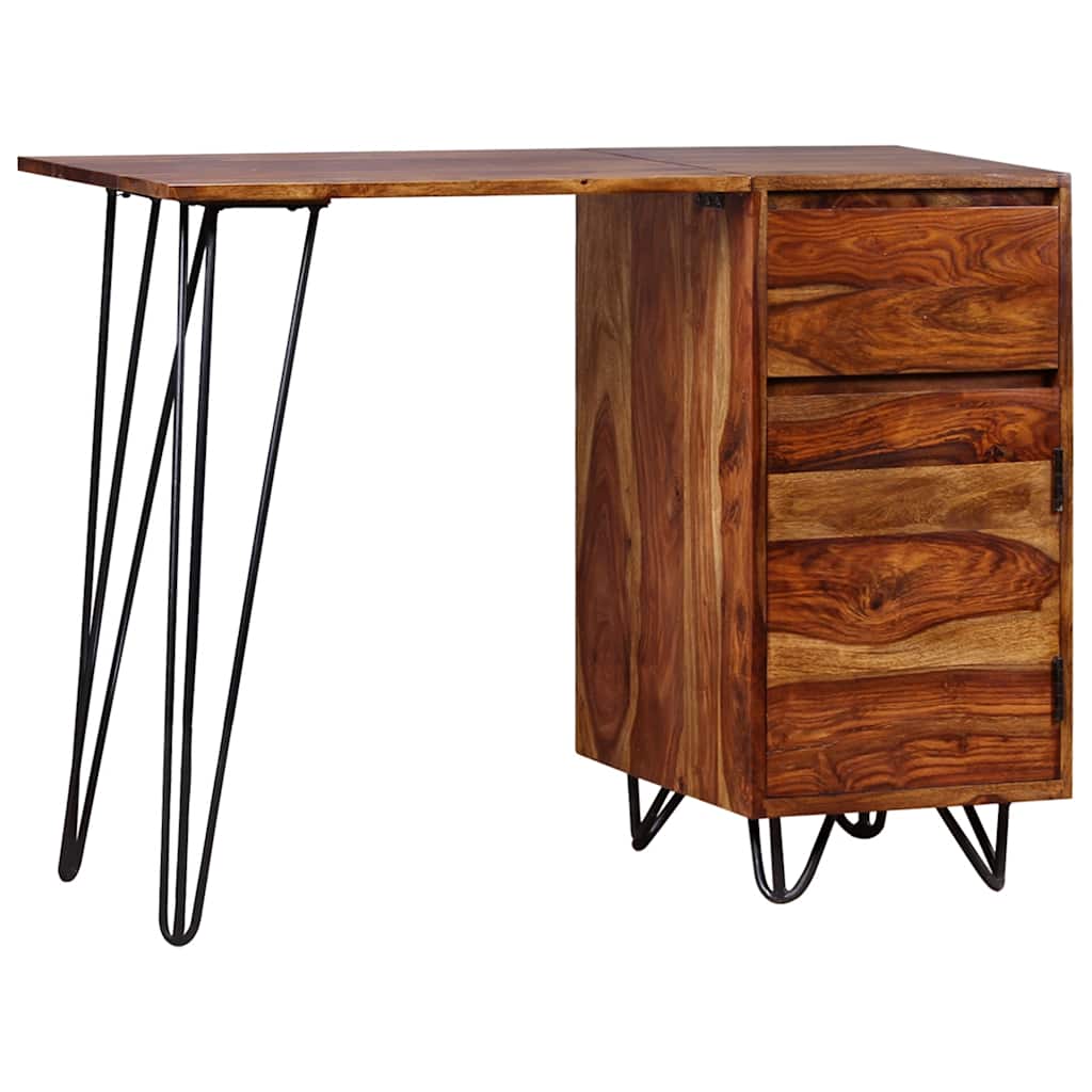 Schreibtisch mit 1 Schublade und 1 Schrank Massivholz Akazie