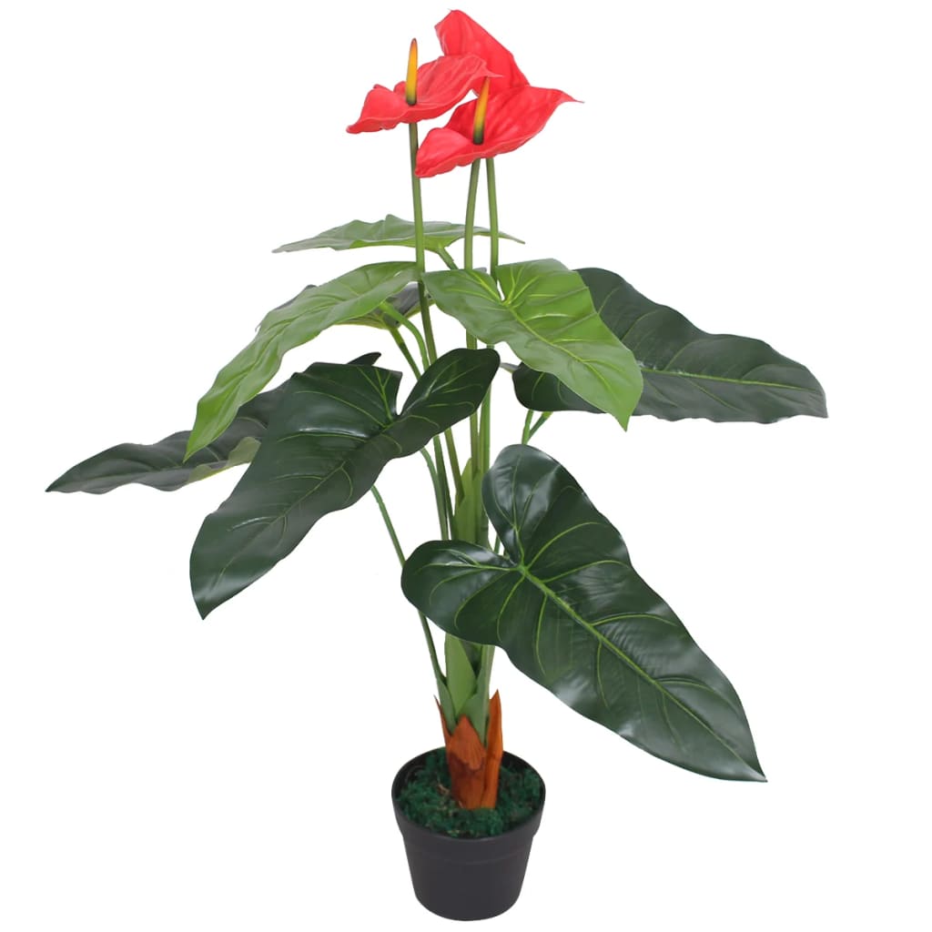Artificial Flamingo Flower with Pot 90 cm Red and Yellow